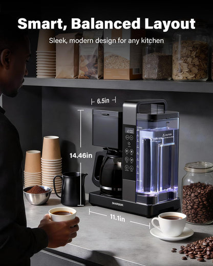 SHARDOR 10-Cup Coffee Maker - Programmable Drip Machine with Adjustable Brew Strength & Keep-Warm Control, Black