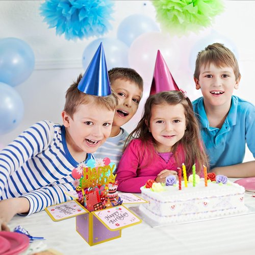 JY-King Happy Birthday Pop-Up Card - Colorful 3D Celebration Box for Adults & Kids | Perfect Handmade Gift