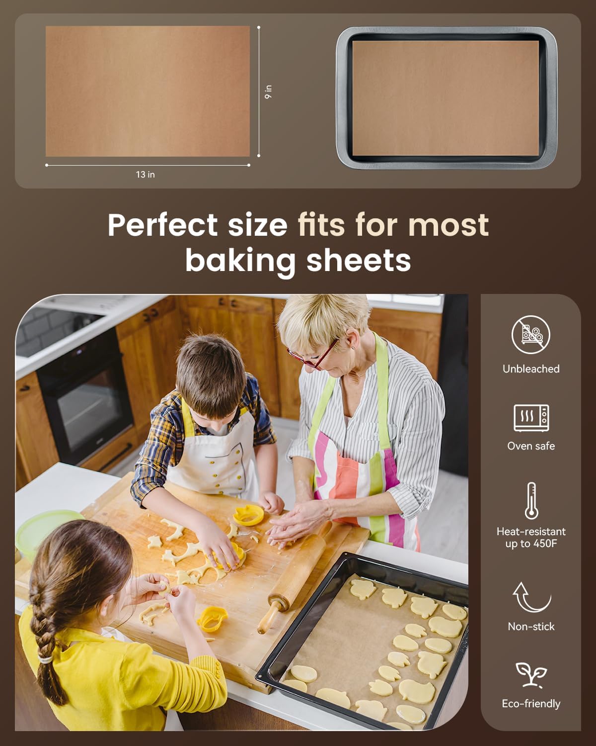 Parchment Paper Sheets - Non-Stick Precut Baking Paper for Air Fryer & Grilling | 9x13 In, 100PCS