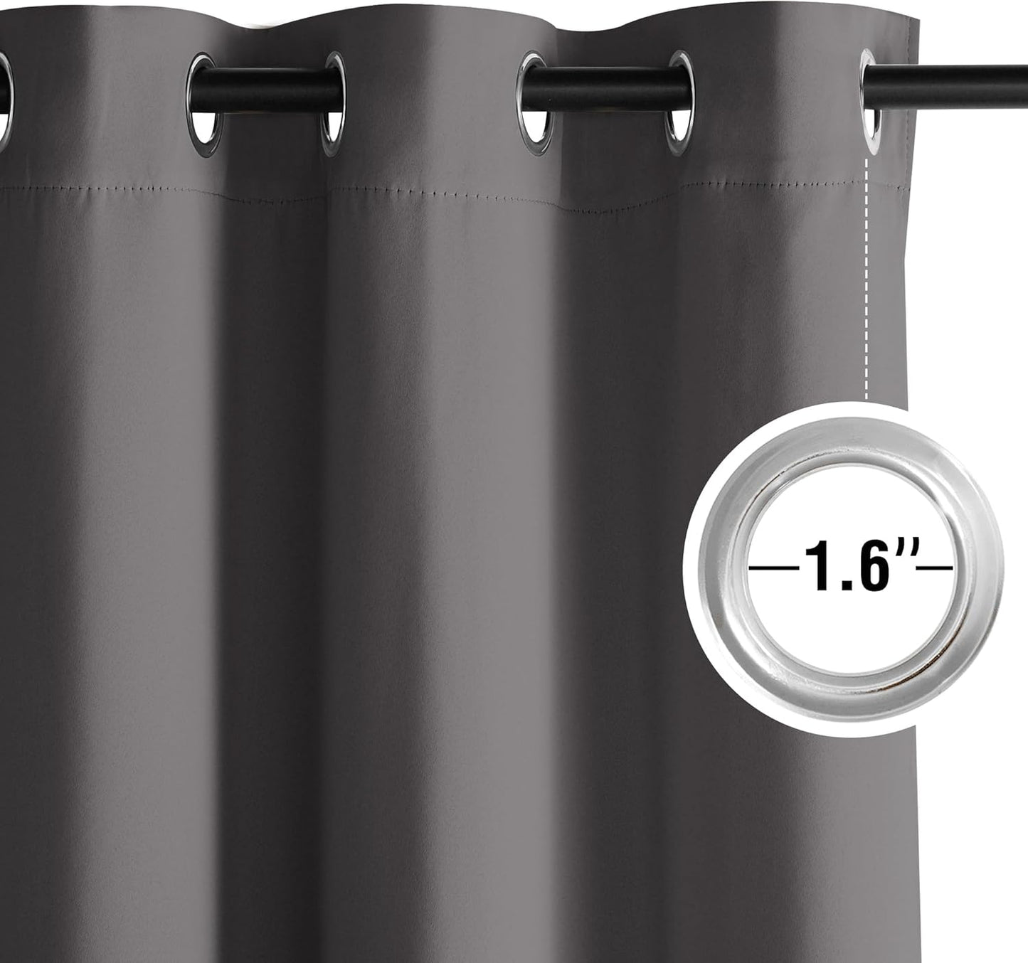 NICETOWN Room Darkening Curtains - Grey Drapery Panels, 2-Pack | W52 x L96 for Ultimate Light Control