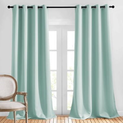 NICETOWN Room Darkening Drapes for Nursery - (52 inches Width by 120 inches Length, Aqua Blue, 1 Pair) Light Blocking Curtain Panels for Bedroom Girl Room, Soft Fabric Window Treatment