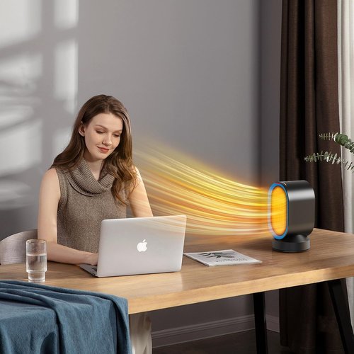 TABYIK Space Heater Electric Space Heaters for Indoor Use Small Portable Heater 45° Oscillating Personal Heater for Bedroom Home Office (Black)