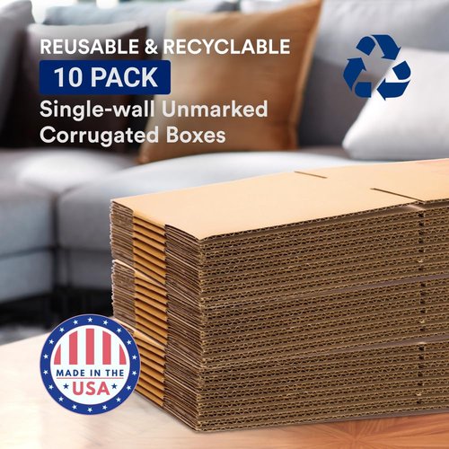 BOX USA Large Moving Boxes - 10-Pack Corrugated Cardboard 23"L x 17"W x 12"H for Shipping & Storage