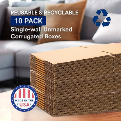 BOX USA Large Moving Boxes - 10-Pack Corrugated Cardboard 23"L x 17"W x 12"H for Shipping & Storage