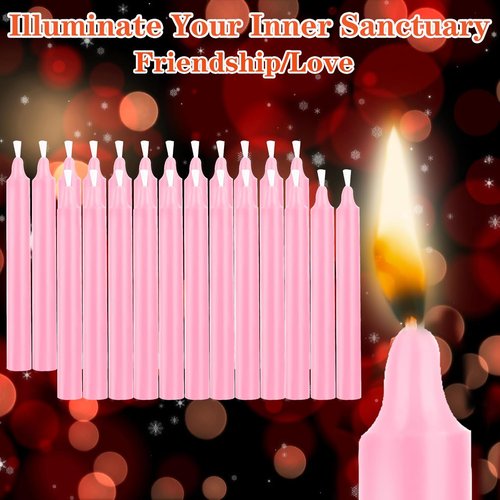 Kunrsug 24 Pack Pink Spell Chime Candles - Premium Mini Unscented Taper Candles for Rituals & Meditation | 4 Inch Tall, Perfect for Altar & Spells