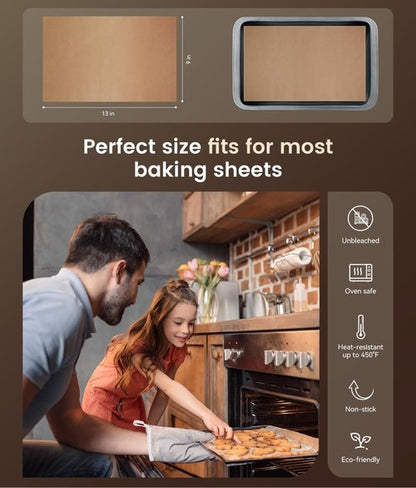 300 Pcs Skiennix Parchment Paper Sheets - Non-Stick Precut Baking Paper, 9x13 In, Ideal for Bread, Cakes, Cookies