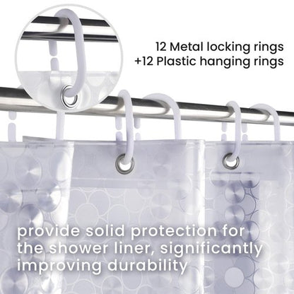 LiBa PEVA Shower Curtain Liner with 12 Plastic Rings, 8G Waterproof Shower Liner, 72x72 Inch Clear Shower Curtain with Magnets, Weighted Bathroom, 3D Clear Bubbles Pattern