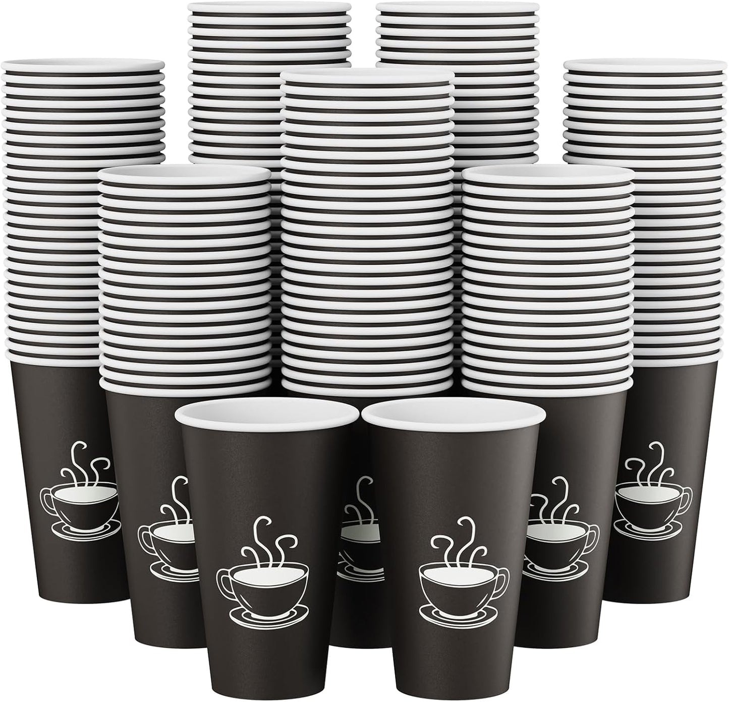 TOPVALUE 16 oz Disposable Paper Coffee Cups - 210 Count for Parties & Office Use