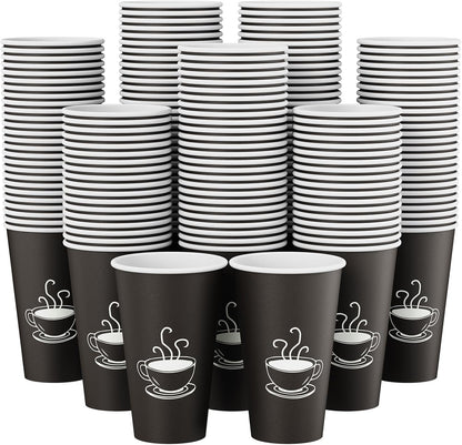 TOPVALUE 16 oz Disposable Paper Coffee Cups - 210 Count for Parties & Office Use