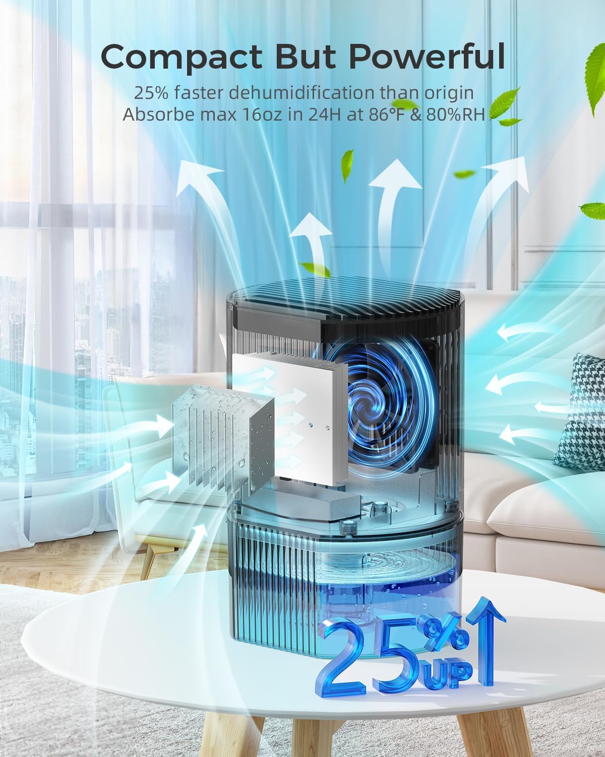 Skiennix Portable Dehumidifier - Ultra Quiet, Energy Saving with Auto Shut Off & Colorful Light | 35 OZ for Home, RV, Office