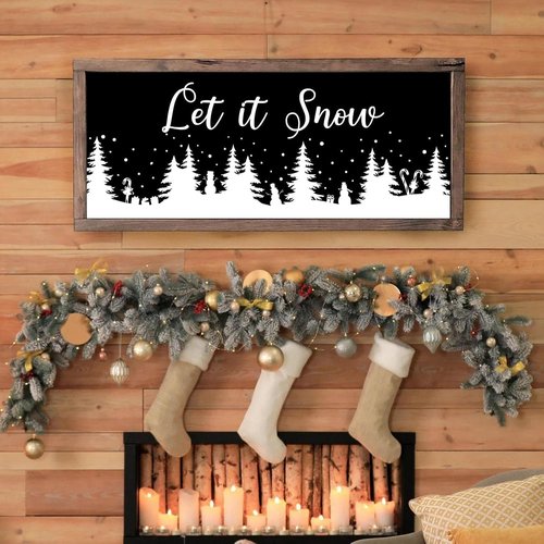 Christmas Stencils - Large Reusable Winter Forest House Village Designs for Window Glass & Crafts | 53.1” Templates