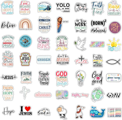Skiennix 100 Pack Christian Stickers - Waterproof Vinyl Bible Verse Designs for Kids & Teens