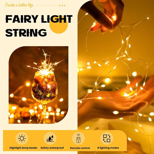 HXWEIYE Fairy Lights - 6 Pack Battery Operated with Remote & Timer | 7ft 20LED Warm White Starry Lights for Indoor/Outdoor Decor