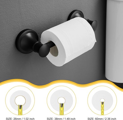 BESy Wall Mounted Toilet Paper Holder - Rustproof Stainless Steel with Flexible Pivoting Handle | Matte Black Finish