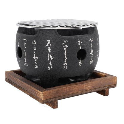 Japanese Grill with Portable Round Design, BBQ Grill Food Charcoal Stove for Household Barbecue Tool - 2 Size Available (L)