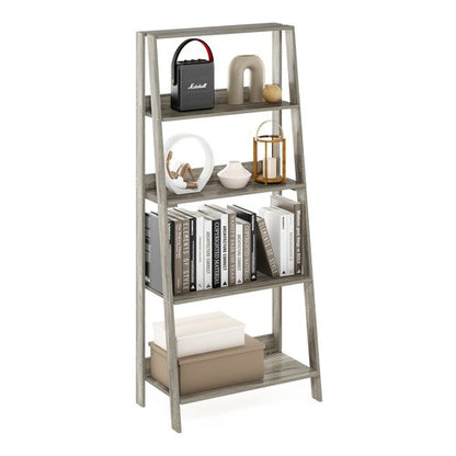 Furinno Ladder Bookcase Display Shelf, 5-Tier, French Oak