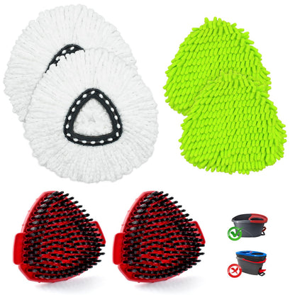 Mop Heads Replacement for Ocedar, Mop Replace Head for Ocedar EasyWring 1 Tank, Microfiber Spin Mop Refills, Include 4 Spin Mop Replacement Head Deep Cleaning Machine Washable with 2 Scrubber Mop Head