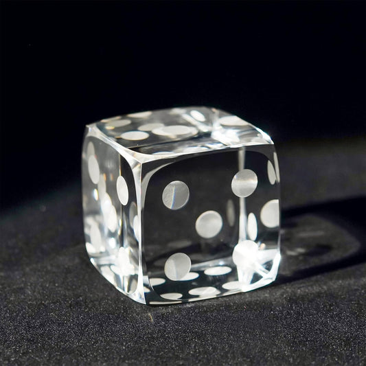 QFkris Glass Polyhedral Dice Block - Decorative 3D Laser Etched Clear Crystal Art Cube Figurine