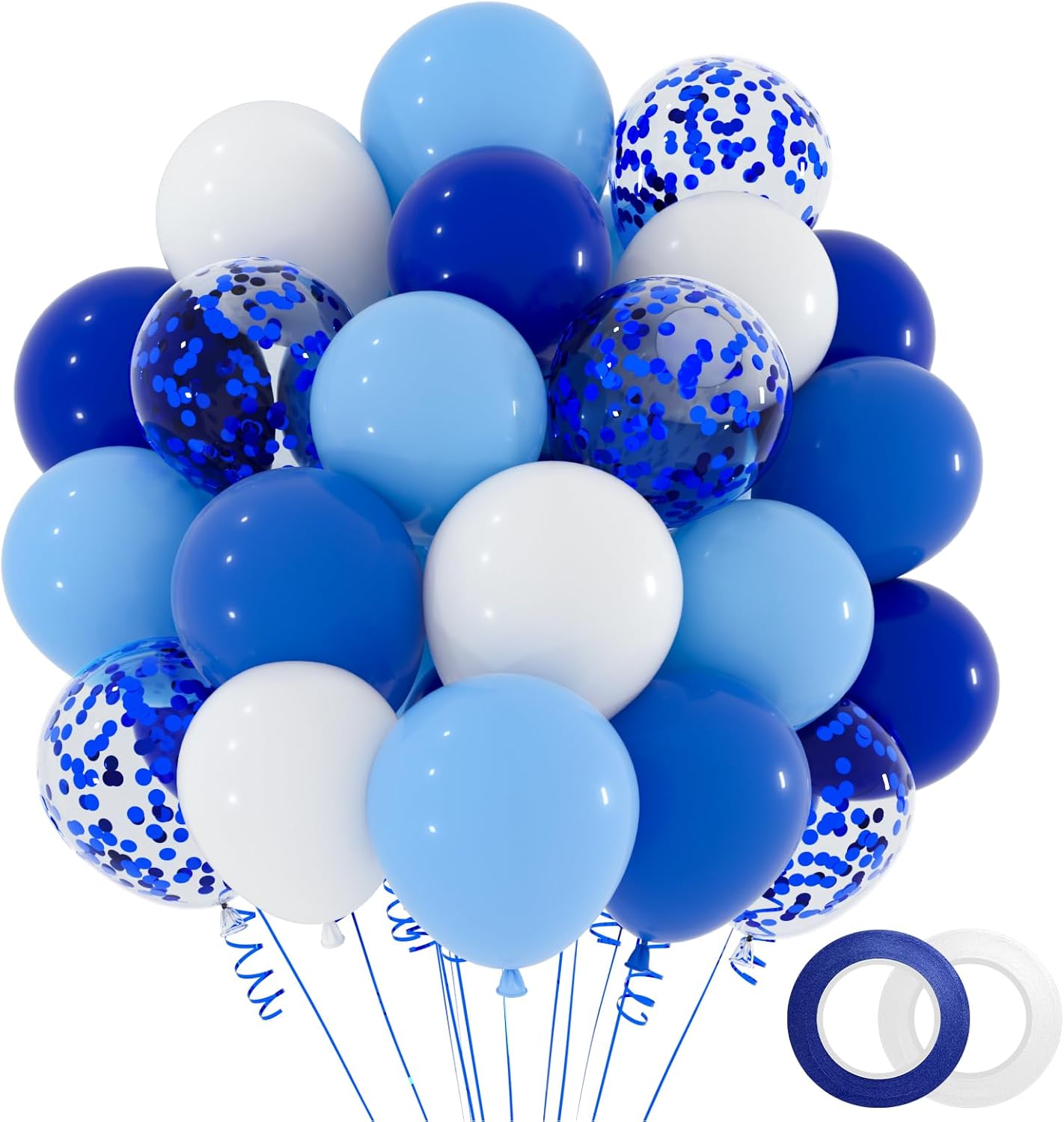 NACHLYNN 12-Inch Light Blue Party Balloons - 60 Packs of Confetti for Birthday & Wedding Decor