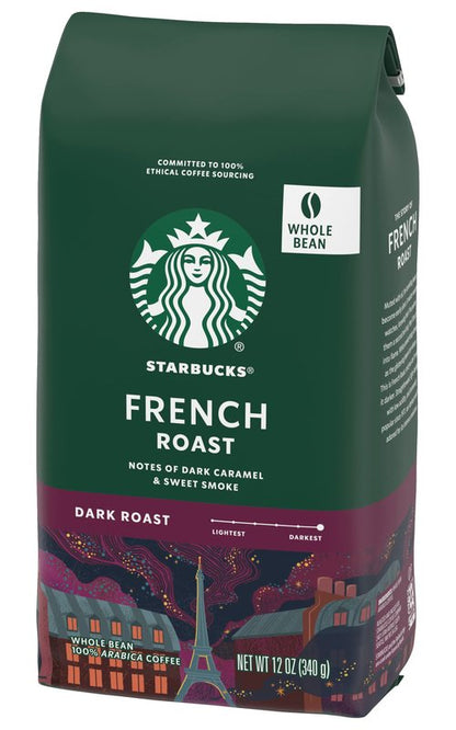 Starbucks French Roast, Dark Roast Coffee - Whole Bean, 100% Arabica Coffee - 12 OZ (Pack of 2)