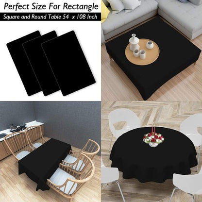 Childom Plastic Tablecloths - 3 Pack Disposable Black for Rectangle Tables 54" x 108" | Perfect for Parties & Events