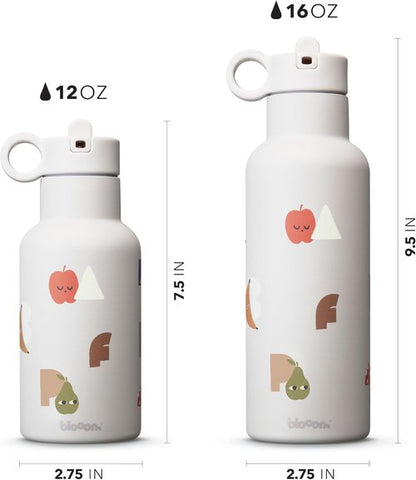 Blooom Insulated Stainless Steel Kids Water Bottle - Durable, Leakproof Design | 12 oz, Alphabet Print for School & Travel