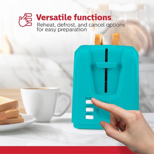 Holstein Housewares 2-Slice Toaster - Extra-Wide Slots, 7 Browning Settings, Compact Stainless Steel | Teal