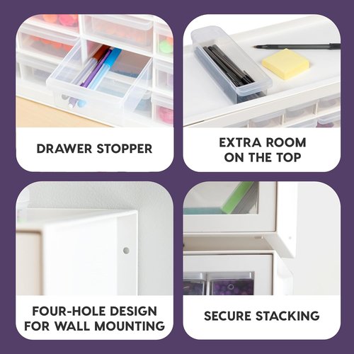 IRIS USA 44-Drawer Storage Cabinet - Stackable Organizer for Screws, Nuts, Bolts & Crafts | White