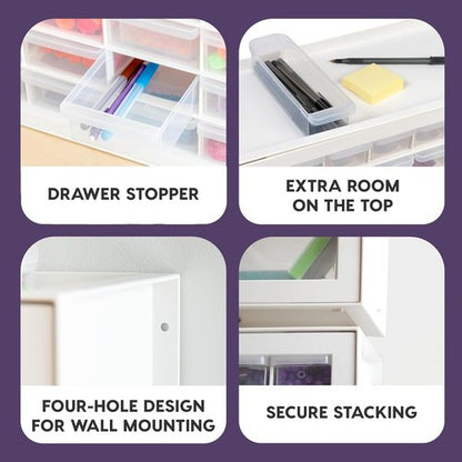 IRIS USA 44-Drawer Storage Cabinet - Stackable Organizer for Screws, Nuts, Bolts & Crafts | White