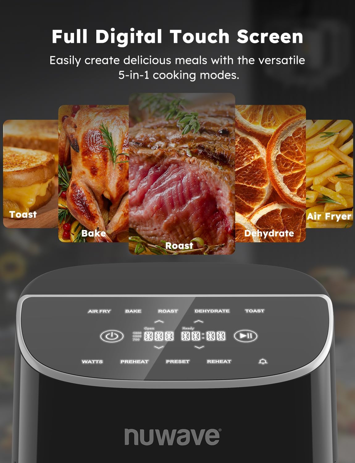 Nuwave Brio Plus 8 Qt Air Fryer - PFAS Free, Digital Touch Screen, 100 Presets & 5 Cook Functions