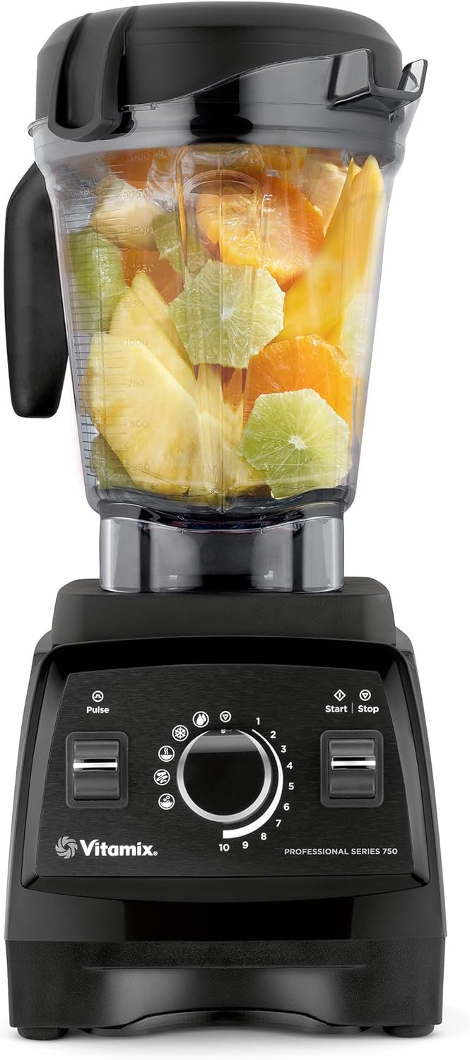 Vitamix Professional Series 750 Blender - 64 oz. Low-Profile Container, Black, Self-Cleaning, Professional-Grade