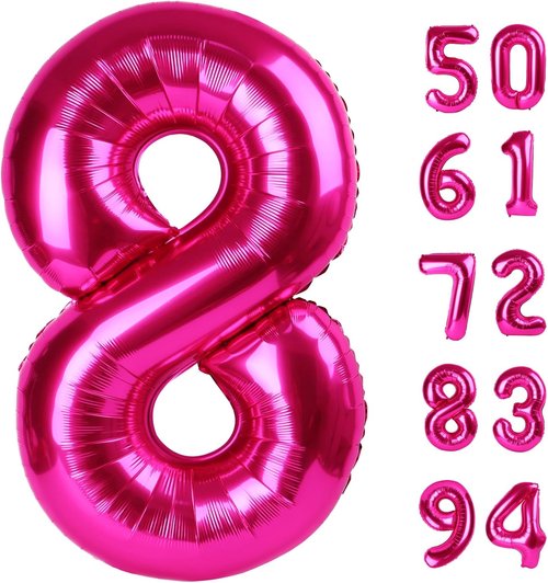 Hot Pink Number 8 Balloon - 40 Inch Birthday Decorations for Girls | Perfect Party Supplies