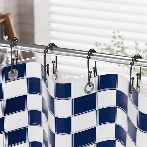 AmazerBath Shower Curtain Hooks Rings, Metal Shower Curtain Rings, Black Shower Curtain Hooks Rust Proof Double Hook Shower Hooks for Shower Curtain and Liner, Shower Rod Hooks Bathroom 12Pcs