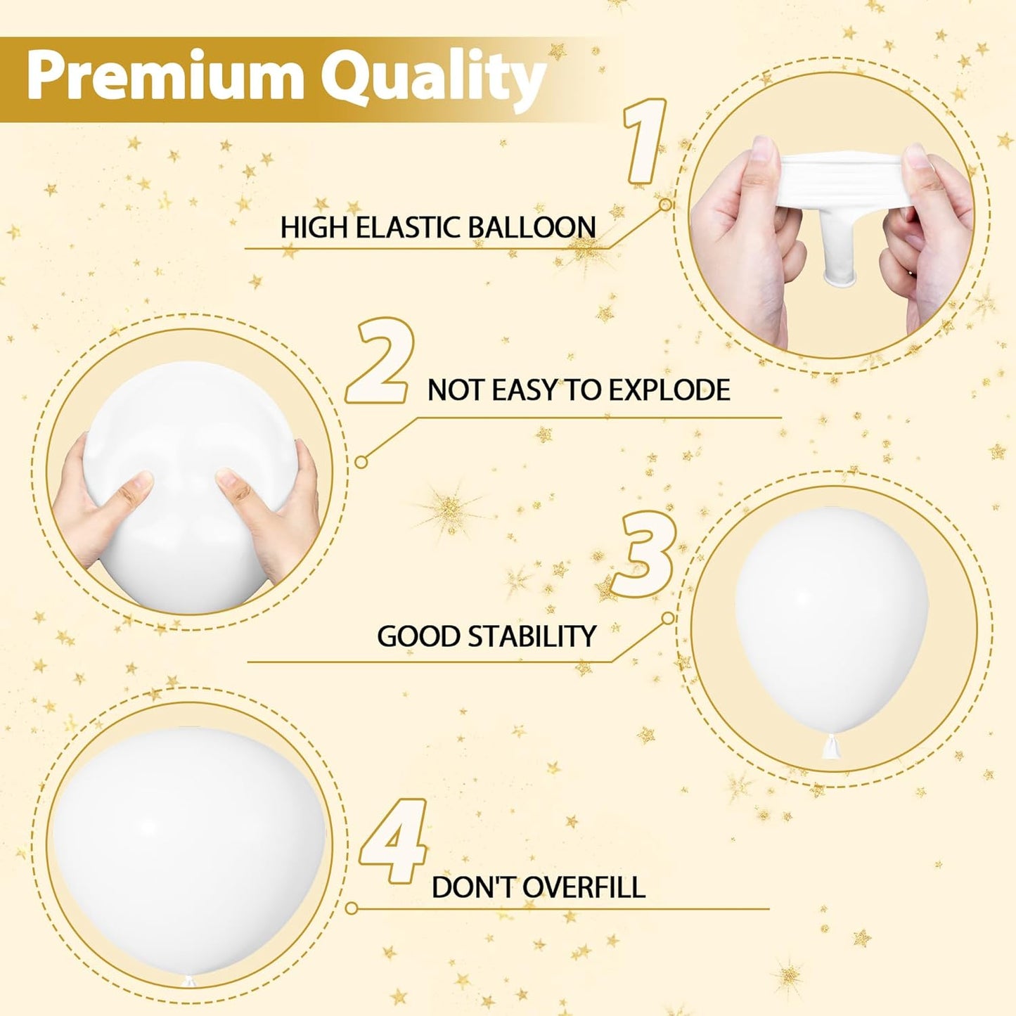 Ouddy Life White Balloon Garland Kit - 164 Pcs Matte Latex Balloons in Various Sizes for Parties & Events