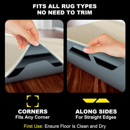 PHIXBEAR Rug Tape - 24 Pcs Strong Hold Anti-Slip Pads | Washable & Reusable No-Glue Silicone Design