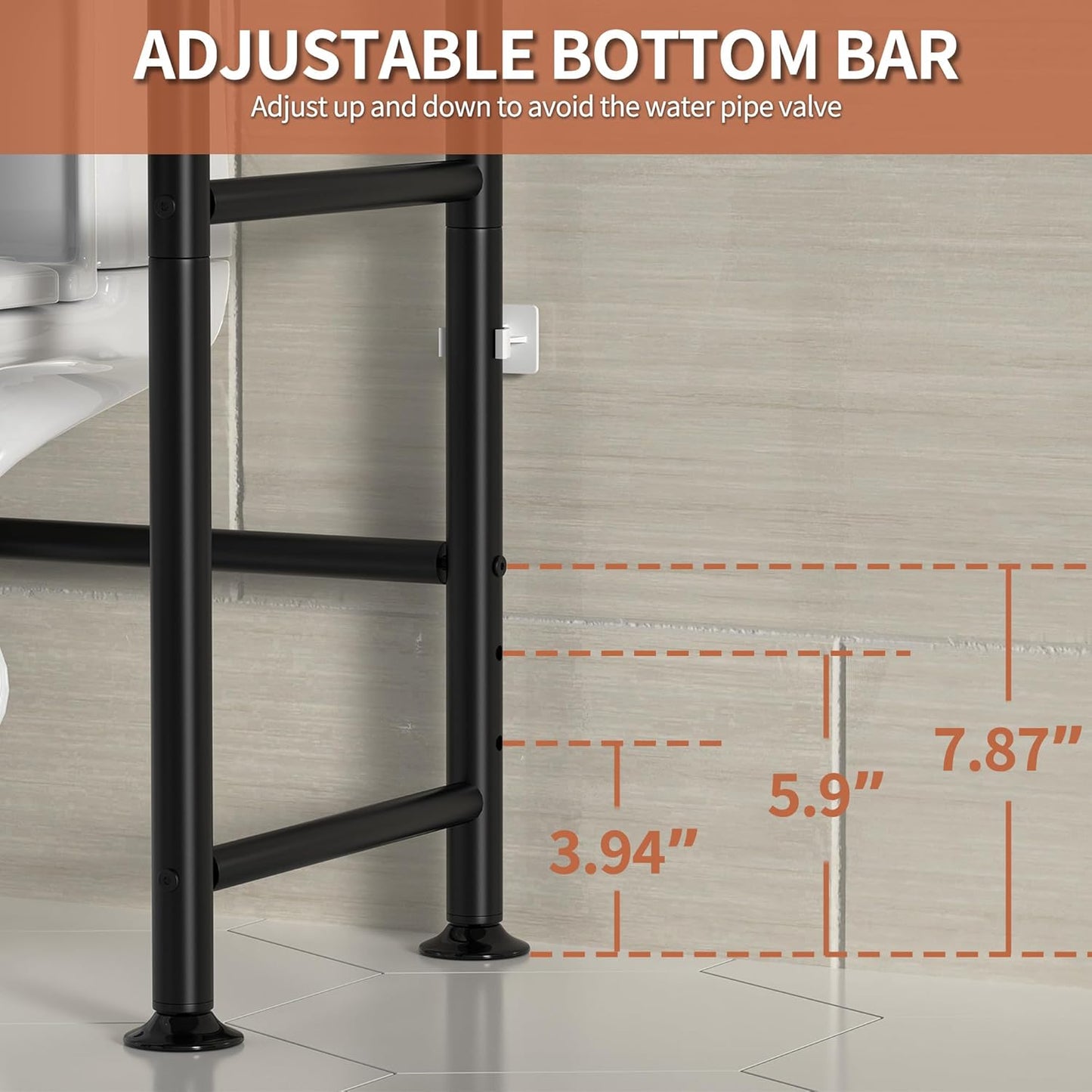Skiennix 3-Tier Over The Toilet Storage - Freestanding Metal Bathroom Shelves | Space Saver in Black