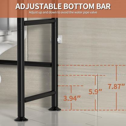 Skiennix 3-Tier Over The Toilet Storage - Freestanding Metal Bathroom Shelves | Space Saver in Black