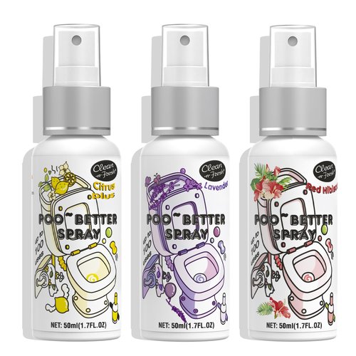 Clean-n-Fresh Toilet Spray, Variety Pack of 3 - Citrus/Lavender/Hibiscus, Bathroom & Toilet Odor Elimination, Travel Size 1.7 Fl Oz Each, Total 5.1 Fl Oz