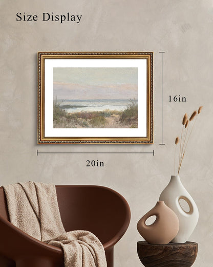 VIYYIEA Gold Framed Canvas Wall Art - Classical Coastal Scenery for Home Decor | 16x20in