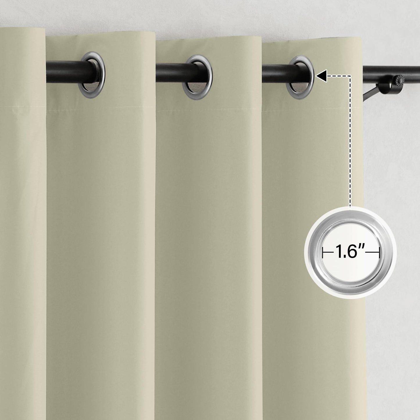 NICETOWN 100% Blackout Muted Beige Curtains 84 inches Long, Grommet Energy Saving Thermal Insulated Window Treatments Lightweight for Bedroom/Home Office, W52 x L84, 2 Panels