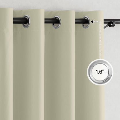NICETOWN 100% Blackout Muted Beige Curtains 84 inches Long, Grommet Energy Saving Thermal Insulated Window Treatments Lightweight for Bedroom/Home Office, W52 x L84, 2 Panels