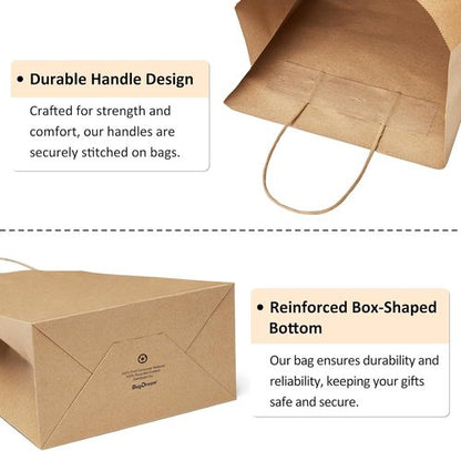 BagDream Gift Bags 8x4.25x10.5 100Pcs Brown Paper Gift Bags with Handles Bulk for Wedding, Party Favor, Grocery, Shopping, Retail, Merchandise Medium Kraft Paper Sacks