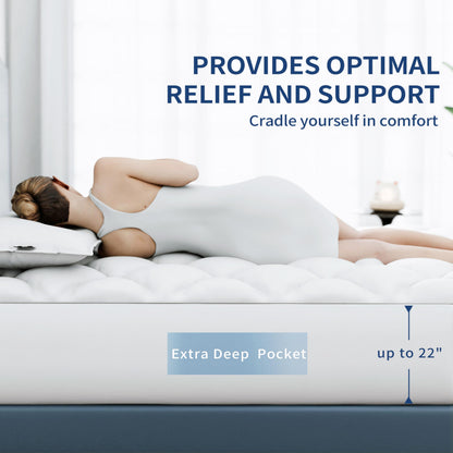 Sunflower Queen Mattress Pad, Hypoallergenic Cotton Mattress Cover, 18-22" Extra Deep Pocket Quilted Protector, Breathable&Noiseless