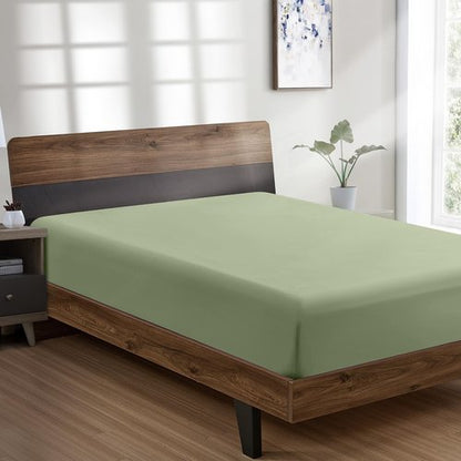 FreshCulture Queen Fitted Sheet - Hotel Quality, Ultra Soft & Breathable Brushed Microfiber, Deep Pocket, Cooling Fitted Sheets for Queen Size Bed (Sage Green)