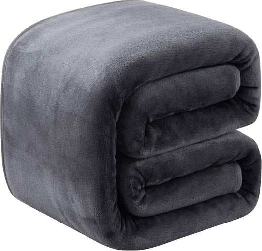 Skiennix Fleece Blanket - Premium Lightweight Anti-Static Throw for Queen/Full Size Bed | 90" x 90" Dark Gray