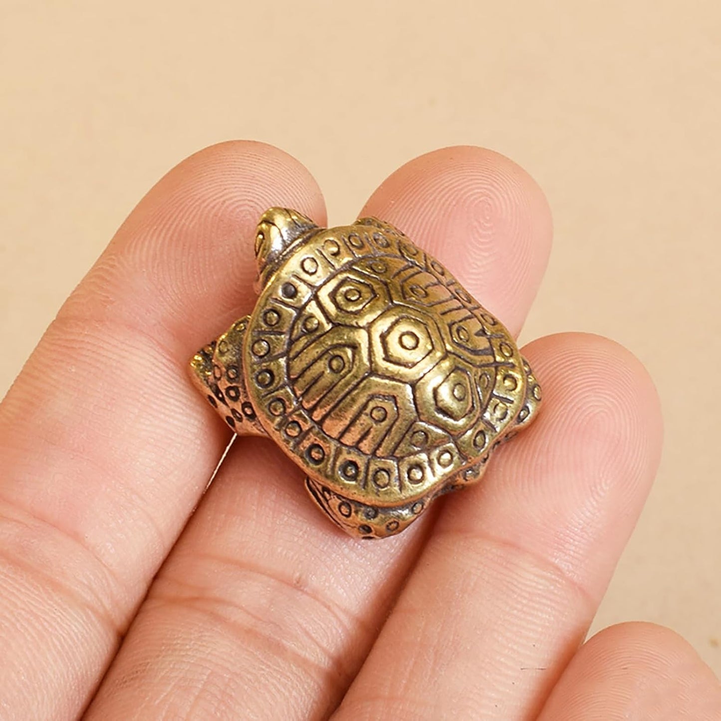 Skiennix Antique Solid Brass Turtle Ornament - Longevity Sculpture for Home & Office Decor