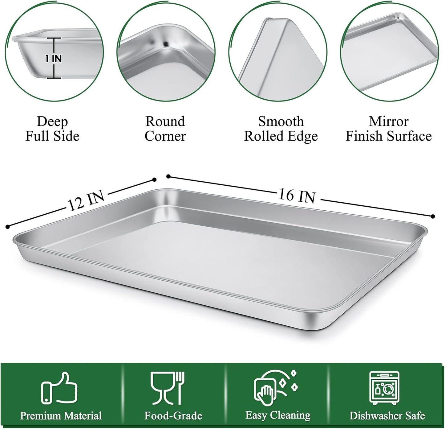 P&P CHEF 16-Inch Baking Sheet Set - Stainless Steel Cookie Sheets with Cooling Racks | Oven & Dishwasher Safe (4 Pcs)