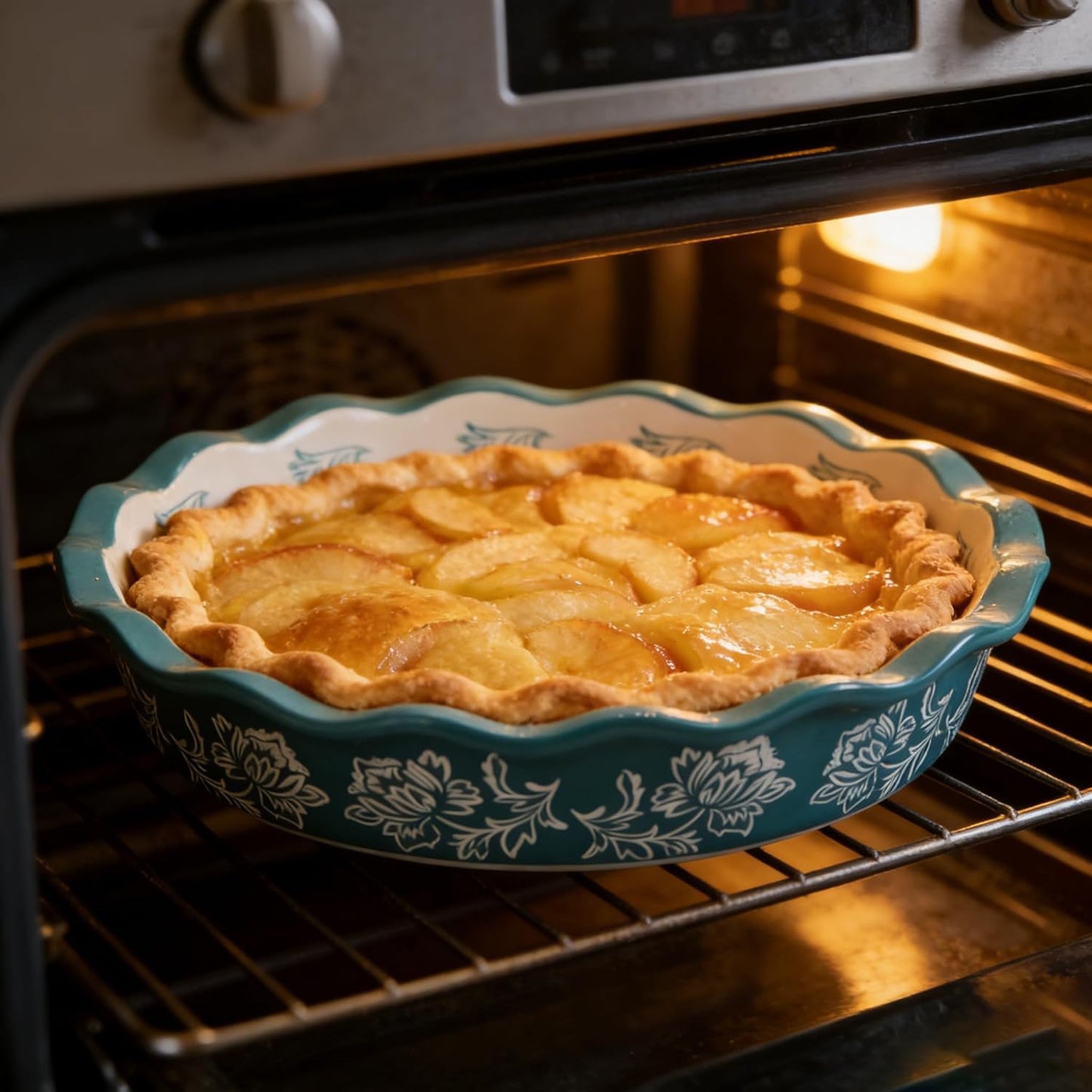 Wisenvoy Ceramic Pie Pan - Non-Stick Deep Dish Blue Porcelain Pie Plate | Perfect for Baking