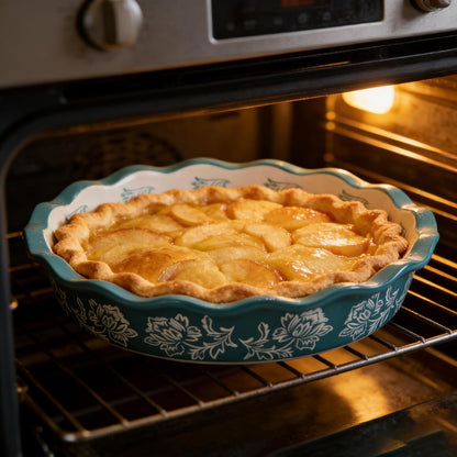 Wisenvoy Ceramic Pie Pan - Non-Stick Deep Dish Blue Porcelain Pie Plate | Perfect for Baking