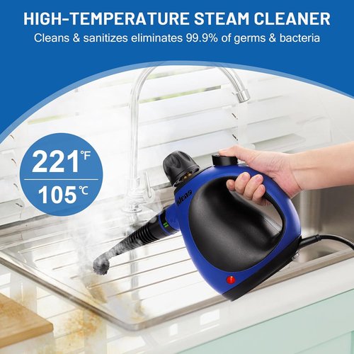 KLONA Steam Cleaner, Multi-Purpose Handheld with 10 Accessories for Removing Steam Cleaner for All Dirt, Upholstery Furniture, Sofa, Tiles, Floor,Car, Window, Bathroom,Upholstery